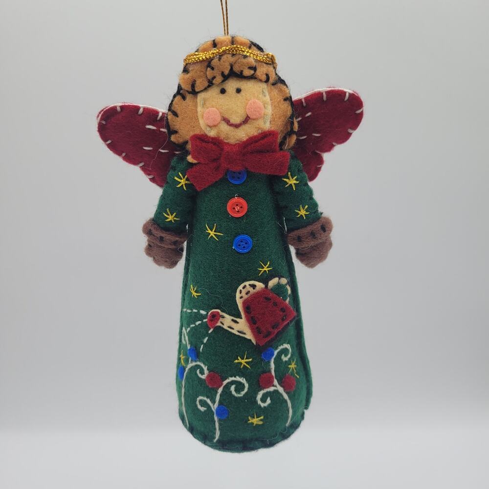 Folksy Felt Fabric Applique Angel Christmas Ornament